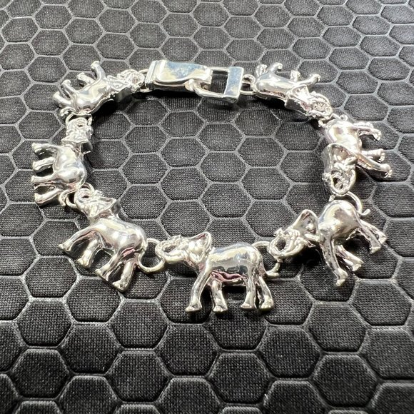 Elephant Bracelet 2-18K White Gold Plated - Picture 1 of 2